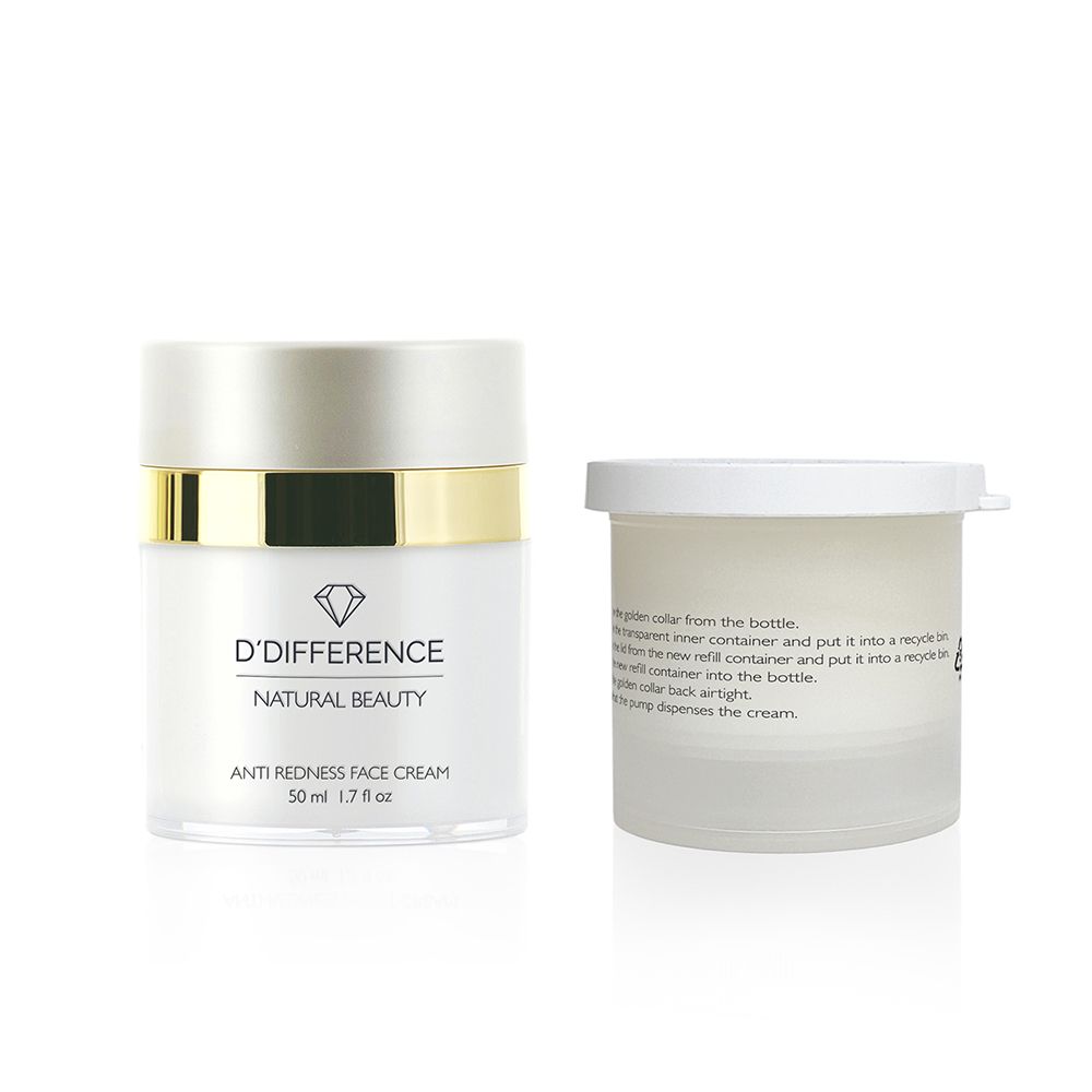 4D Anti-Redness cream with its refill jar next to it on a white background