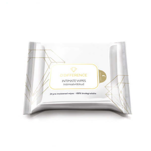 Pack of D'DIFFERENCE Intimate Wipes on a white background
